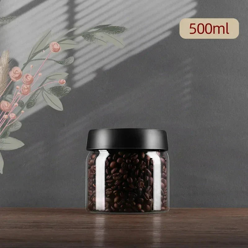 Lisslune | Glass coffee bean storage container with aroma protection lid for long-lasting freshness