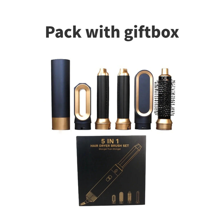 Lisslune | Glossify 5-in-1 Hair Styler | 1000W Hot Air Brush with Ionic Technology