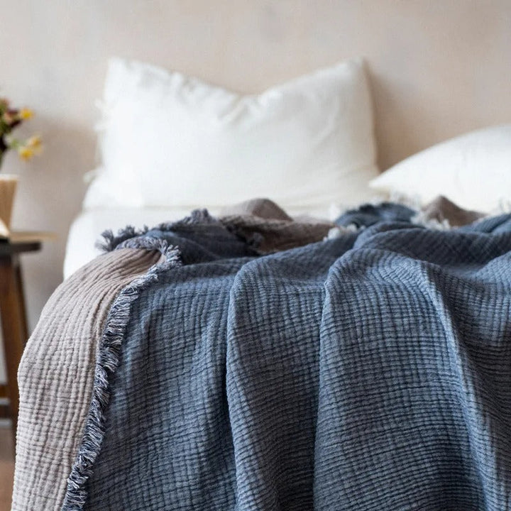 Lisslune | Allison Tassel Cotton Blanket 100% Woven Throw Blanket