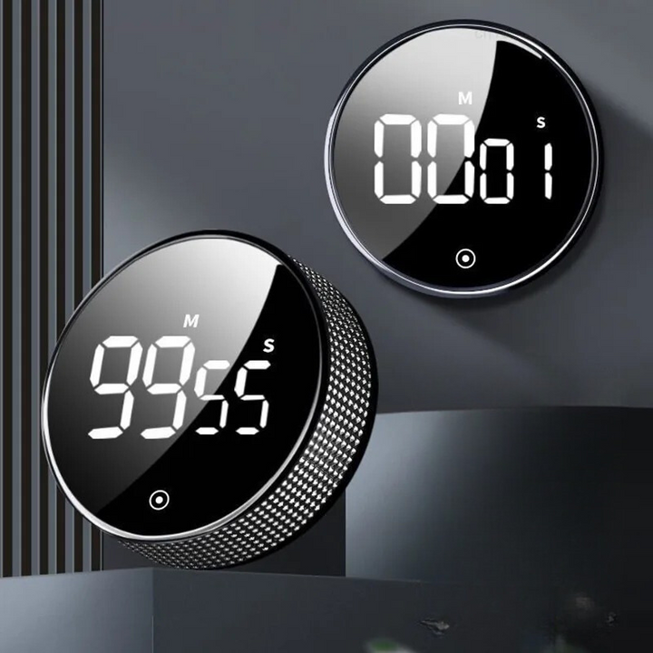 Lisslune | SmartTime Kitchen Timer | Easy One-Twist Operation, Large LED Display & Adjustable Alarm for Cooking, Studying & Classroom Use