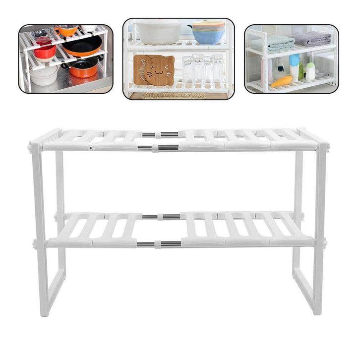 Lisslune | Adjustable Double Layer Kitchen Dish Storage Rack