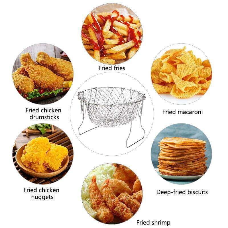 Lisslune | Multifunctional Stainless Steel Folding Deep Fry Drainer Basket