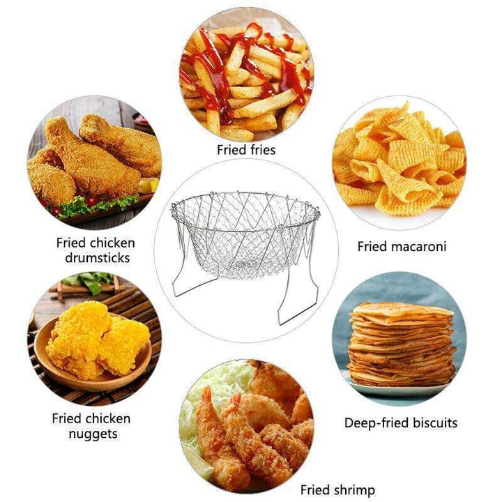Lisslune | Multifunctional Stainless Steel Folding Deep Fry Drainer Basket