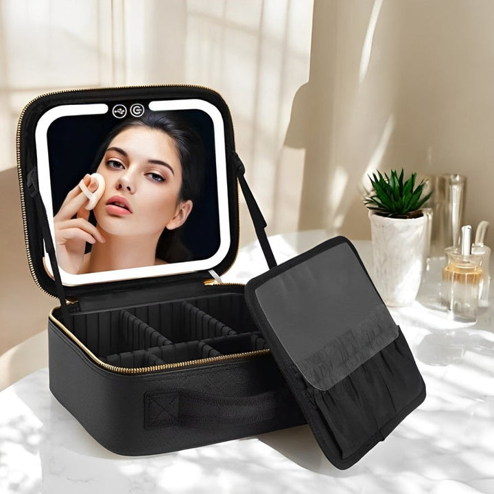 Lisslune | Travel Makeup Bag with LED Mirror and Spacious Storage