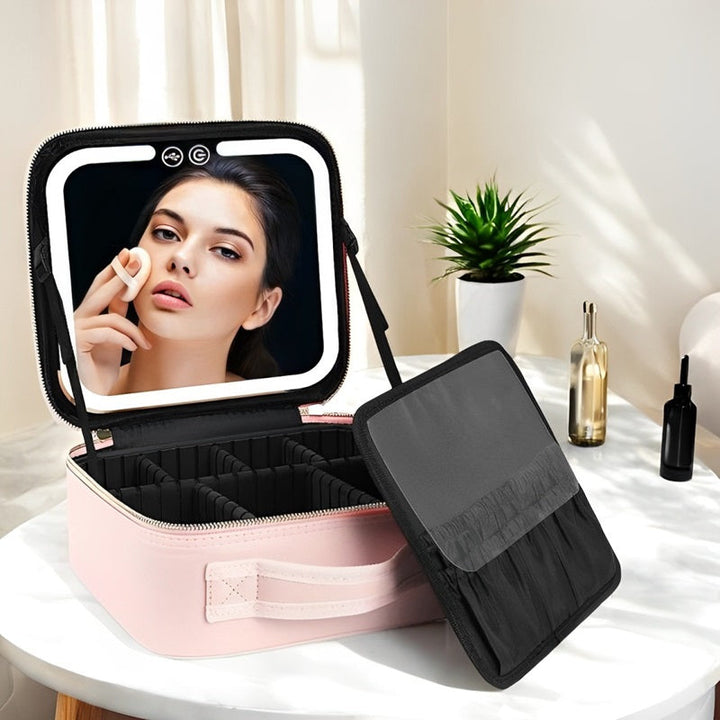 Lisslune | Travel Makeup Bag with LED Mirror and Spacious Storage