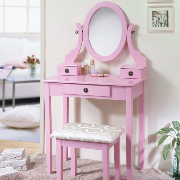 Lisslune | Makeup Vanity with Mirror and Upholstered Stool