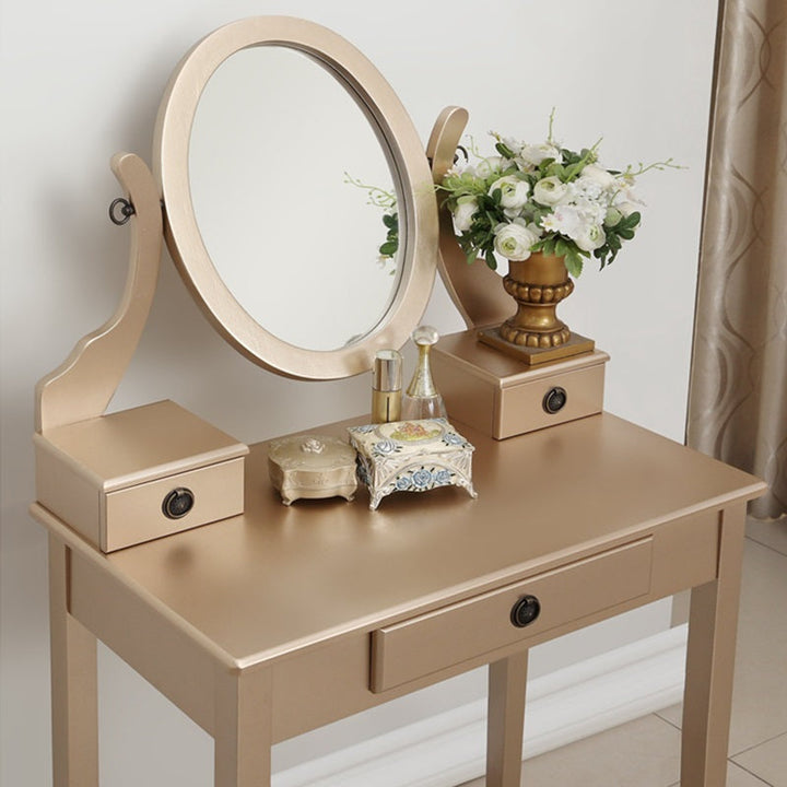 Lisslune | Makeup Vanity with Mirror and Upholstered Stool