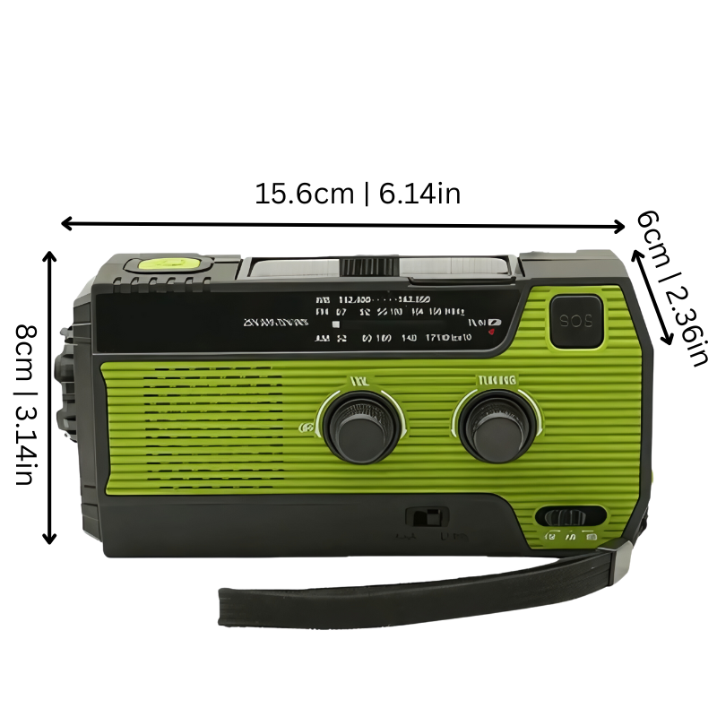 Lisslune | All-In-One Emergency Radio | 4000mAh Battery, Solar & Hand Crank Charging for Outdoor Adventures and Emergency Preparedness