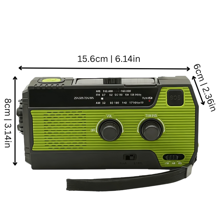 Lisslune | All-In-One Emergency Radio | 4000mAh Battery, Solar & Hand Crank Charging for Outdoor Adventures and Emergency Preparedness