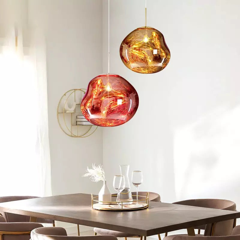 Lisslune | Melt Pendant Light Fixture - Modern Glass Hanging Lamp for Kitchen Island & Dining Room