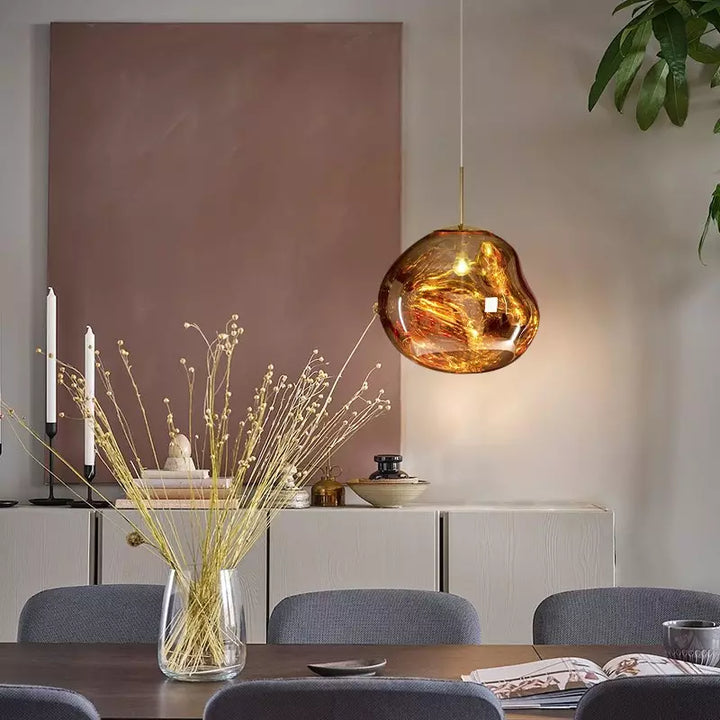 Lisslune | Melt Pendant Light Fixture - Modern Glass Hanging Lamp for Kitchen Island & Dining Room