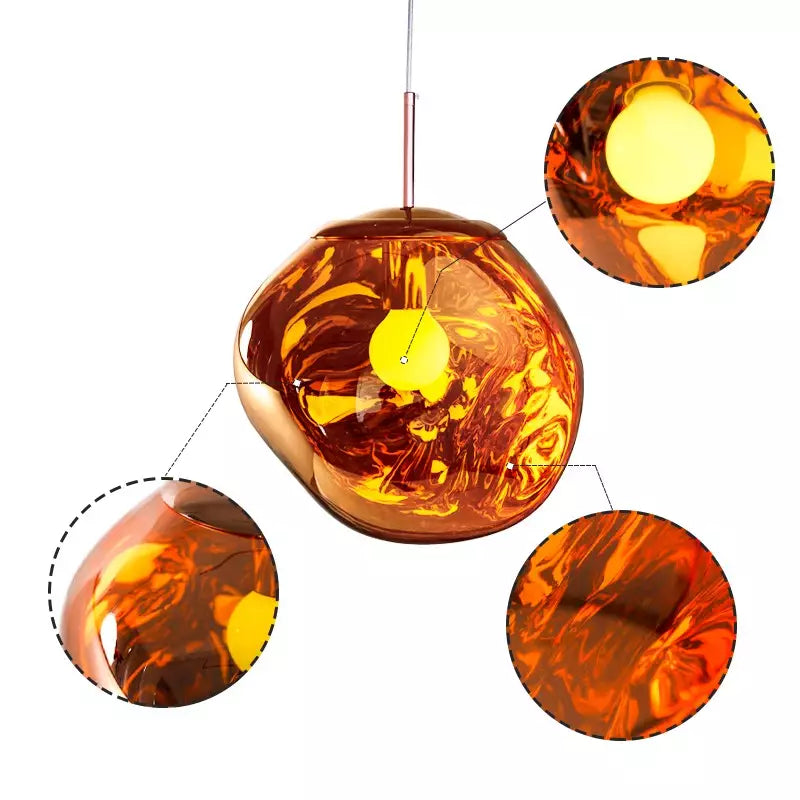 Lisslune | Melt Pendant Light Fixture - Modern Glass Hanging Lamp for Kitchen Island & Dining Room