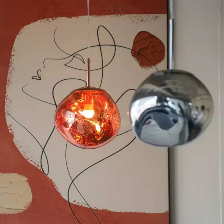 Lisslune | Melt Pendant Light Fixture - Modern Glass Hanging Lamp for Kitchen Island & Dining Room