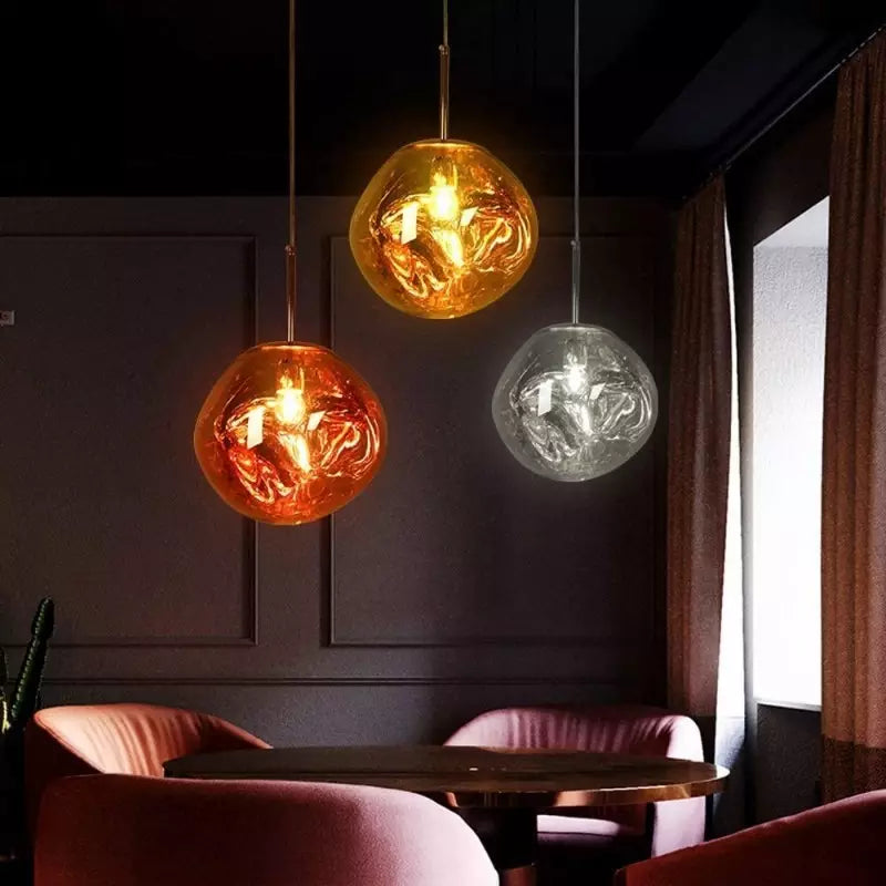 Lisslune | Melt Pendant Light Fixture - Modern Glass Hanging Lamp for Kitchen Island & Dining Room