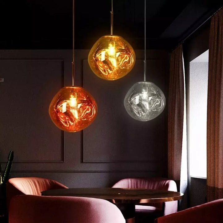 Lisslune | Melt Pendant Light Fixture - Modern Glass Hanging Lamp for Kitchen Island & Dining Room