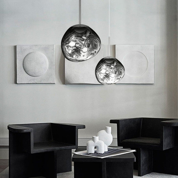 Lisslune | Melt Pendant Light Fixture - Modern Glass Hanging Lamp for Kitchen Island & Dining Room