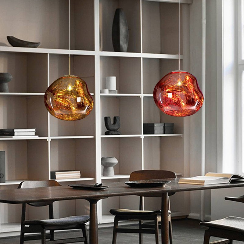 Lisslune | Melt Pendant Light Fixture - Modern Glass Hanging Lamp for Kitchen Island & Dining Room