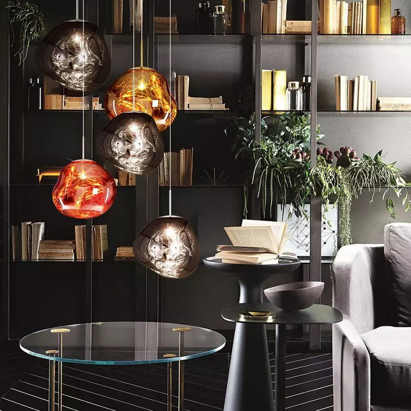 Lisslune | Melt Pendant Light Fixture - Modern Glass Hanging Lamp for Kitchen Island & Dining Room