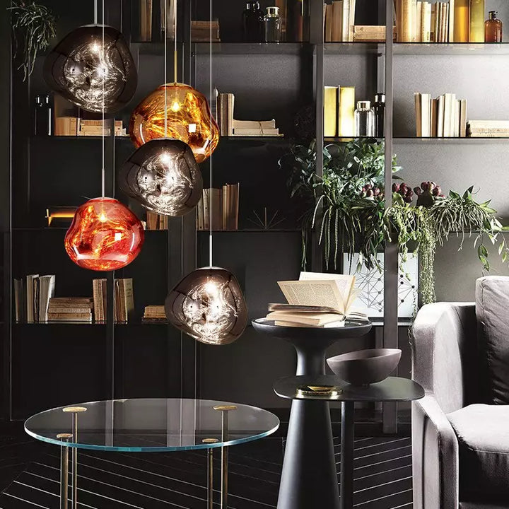 Lisslune | Melt Pendant Light Fixture - Modern Glass Hanging Lamp for Kitchen Island & Dining Room