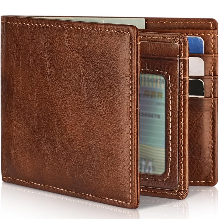 Lisslune | Men's Bifold Genuine Leather RFID Blocking Wallet - StitchCraft