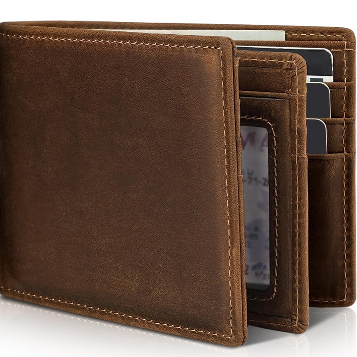 Lisslune | Men's Bifold Genuine Leather RFID Blocking Wallet - StitchCraft