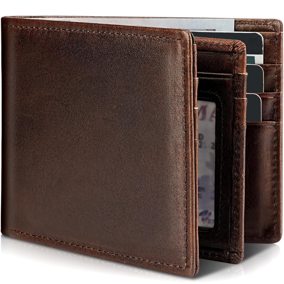 Lisslune | Men's Bifold Genuine Leather RFID Blocking Wallet - StitchCraft