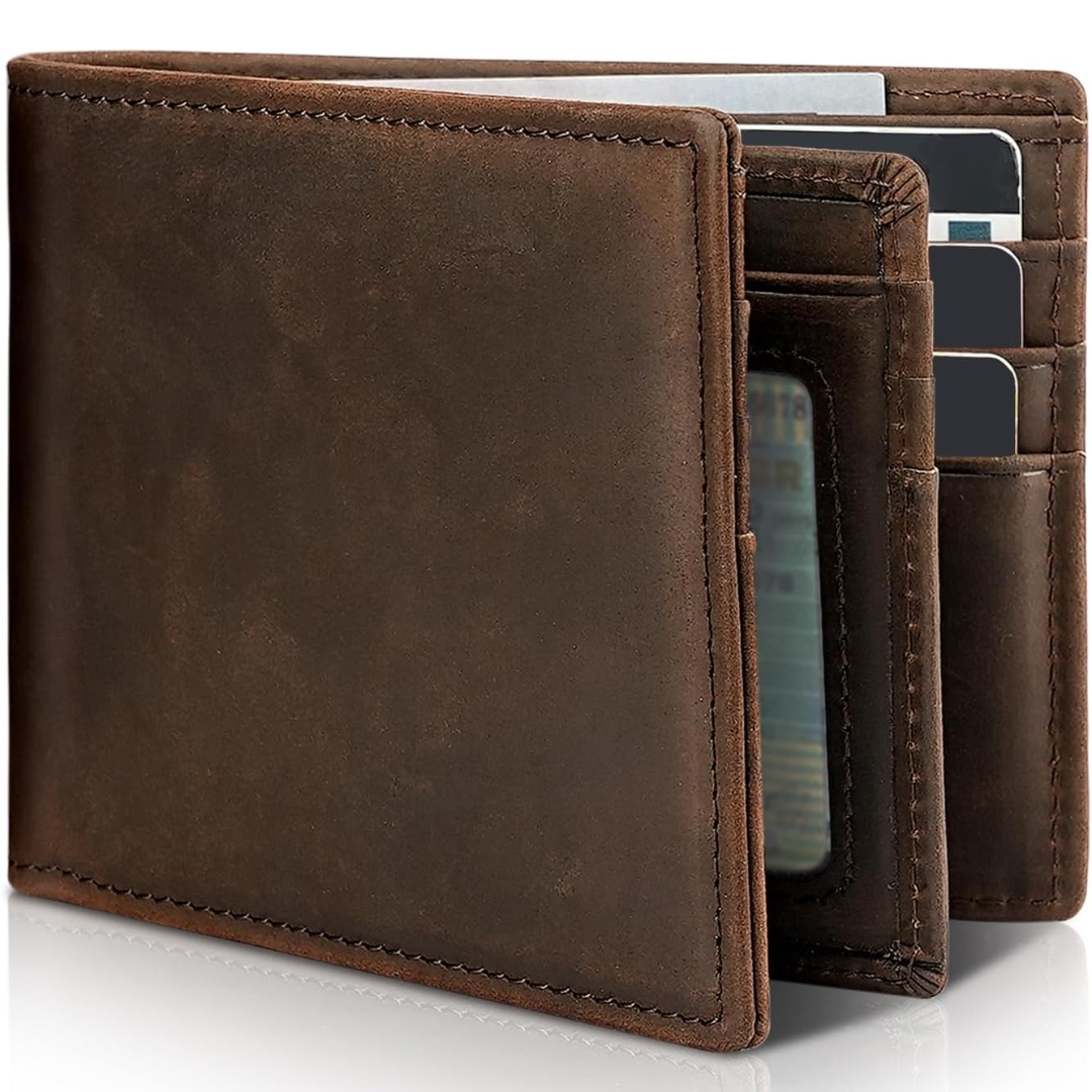 Lisslune | Men's Bifold Genuine Leather RFID Blocking Wallet - StitchCraft