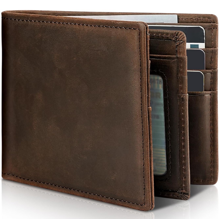 Lisslune | Men's Bifold Genuine Leather RFID Blocking Wallet - StitchCraft