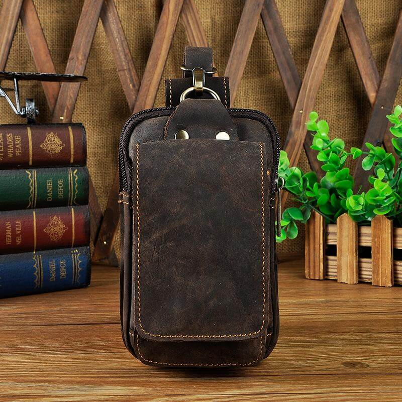 Lisslune | Men’s Genuine Leather Waist Bag – Anti-Radiation Travel Belt Pouch with Magnetic Closure
