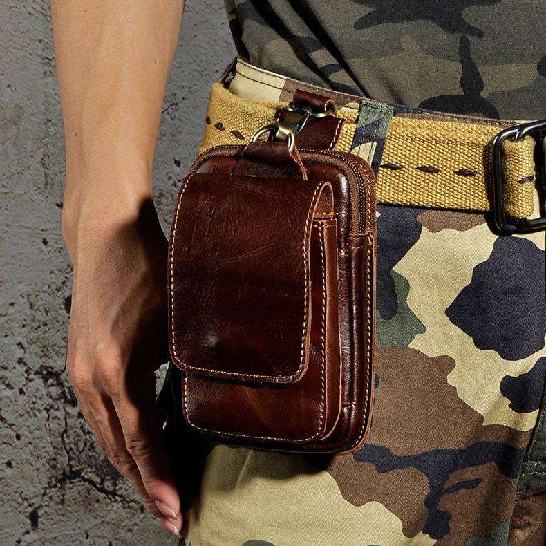 Lisslune | Men’s Genuine Leather Waist Bag – Anti-Radiation Travel Belt Pouch with Magnetic Closure