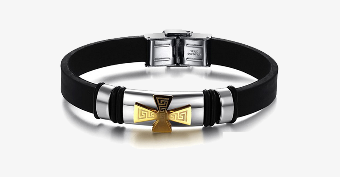 Lisslune | Golden Cross Stainless Steel Men's Bracelet