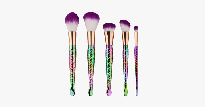 Lisslune | 5-piece Rainbow Mermaid Brush Set