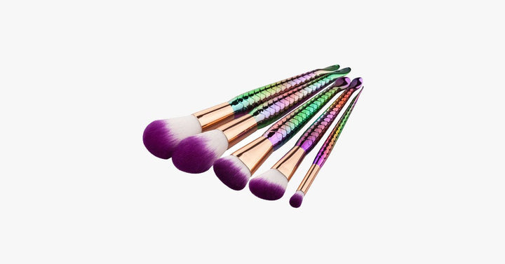 Lisslune | 5-piece Rainbow Mermaid Brush Set