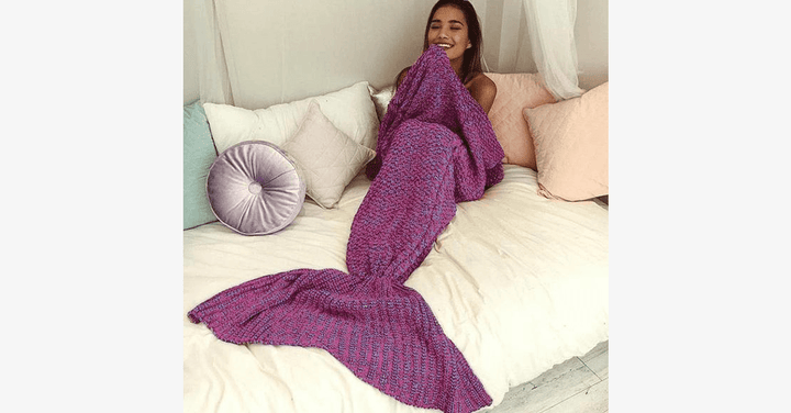 Lisslune | Cozy Cotton Knit Mermaid Tail Blanket