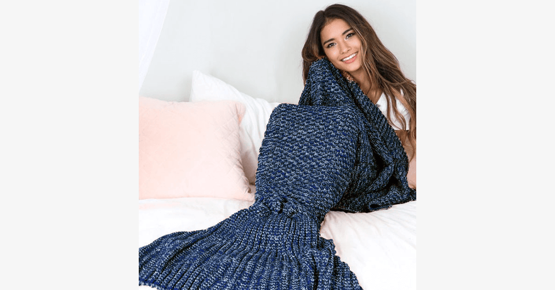 Lisslune | Cozy Cotton Knit Mermaid Tail Blanket