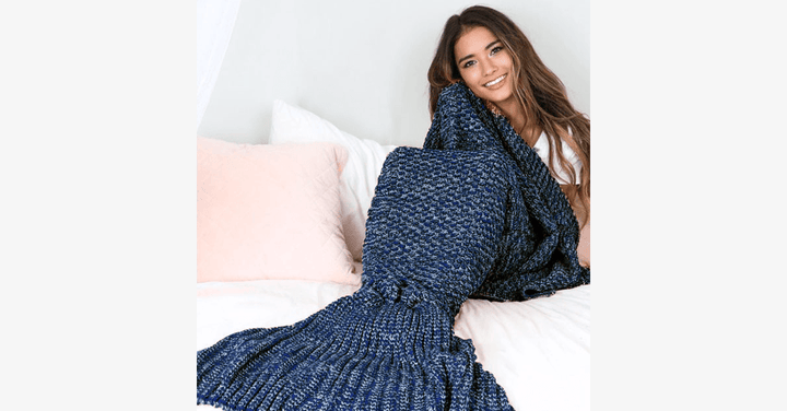 Lisslune | Cozy Cotton Knit Mermaid Tail Blanket
