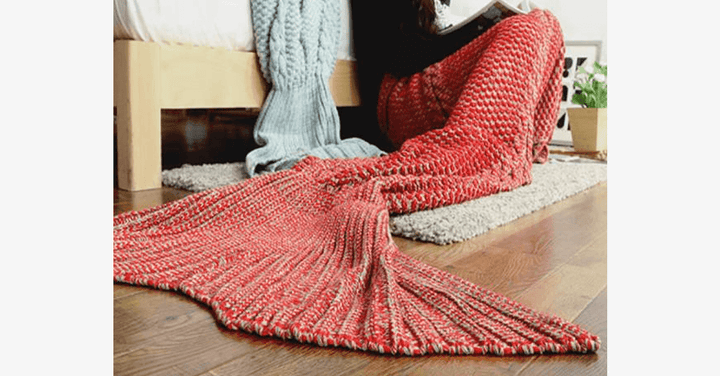 Lisslune | Cozy Cotton Knit Mermaid Tail Blanket