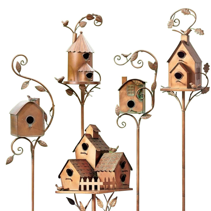 Lisslune | Metal Art Birdhouse on Garden Stake