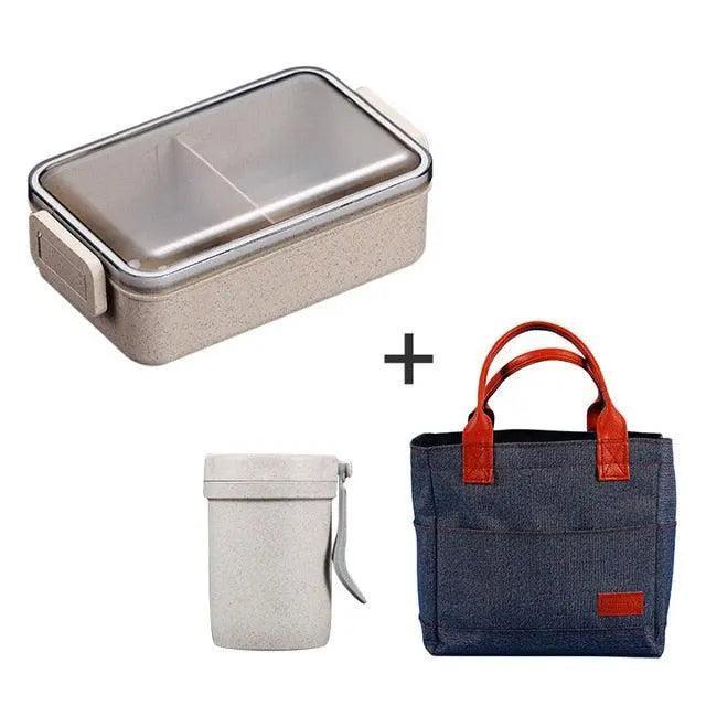Lisslune | Sustainable Wheat Straw Lunch Box with Cutlery: Your Eco-Friendly Eating Essential