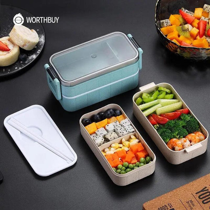 Lisslune | Sustainable Wheat Straw Lunch Box with Cutlery: Your Eco-Friendly Eating Essential