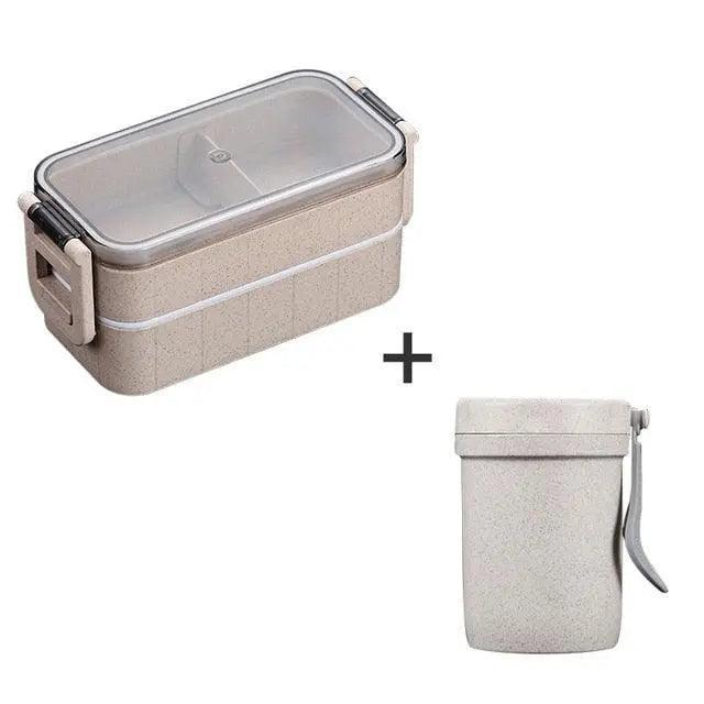 Lisslune | Sustainable Wheat Straw Lunch Box with Cutlery: Your Eco-Friendly Eating Essential