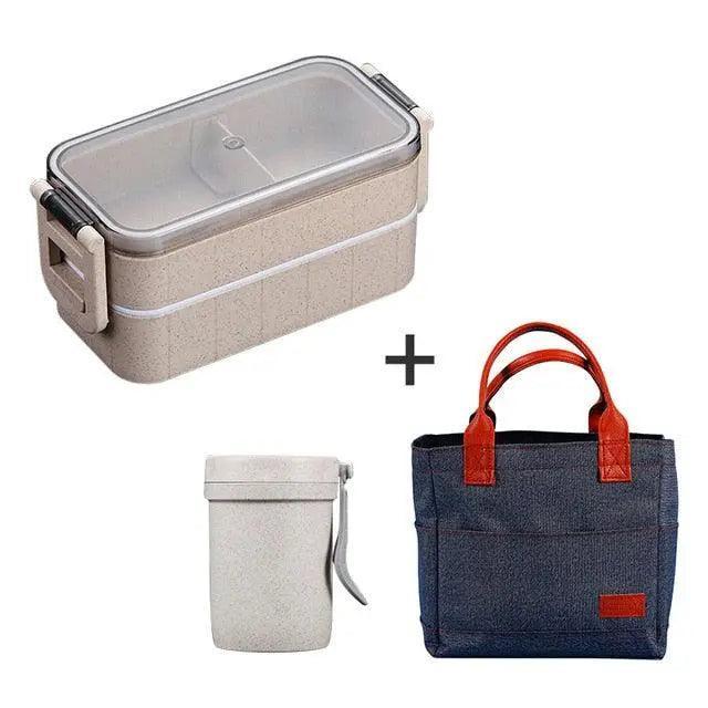 Lisslune | Sustainable Wheat Straw Lunch Box with Cutlery: Your Eco-Friendly Eating Essential