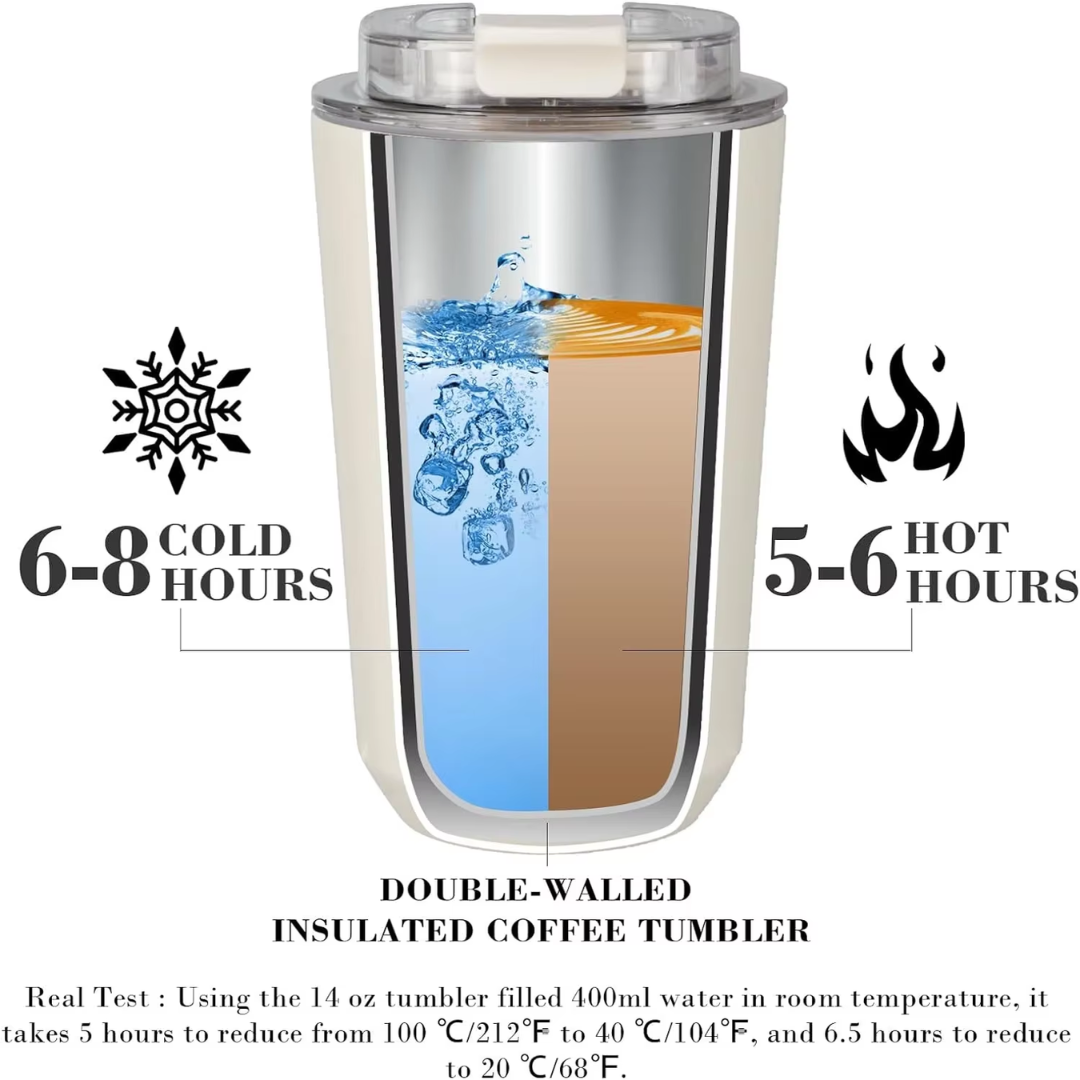 Lisslune | Milk White Insulating Travel Mug – Stainless Steel Thermos Flask