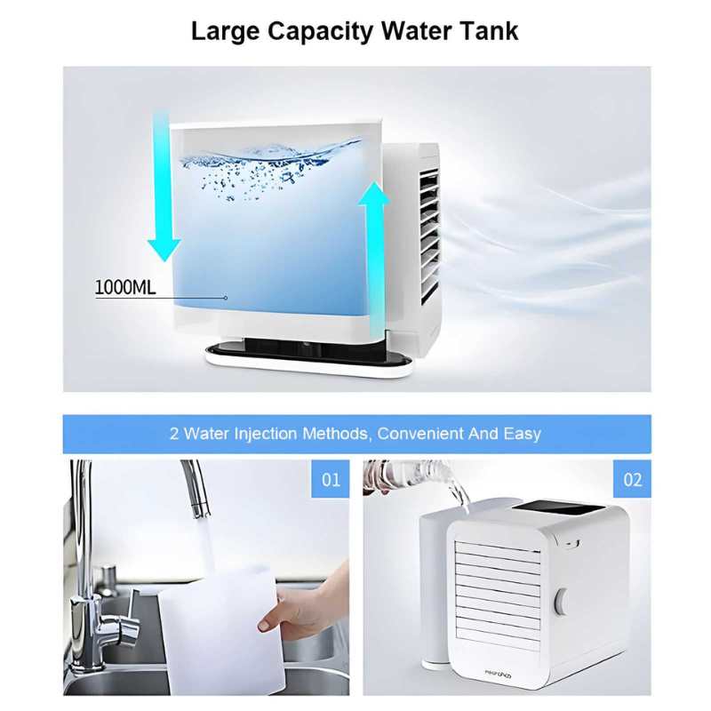 Lisslune | MicroCool Mini Air Conditioner Portable Evaporative Swamp Cooler with 1000ml Water Tank