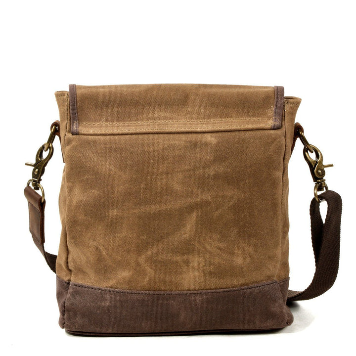 Lisslune | HorizonPath - Compact Vintage Shoulder Bag - High-Quality Waxed Cotton and Full-Grain Leather