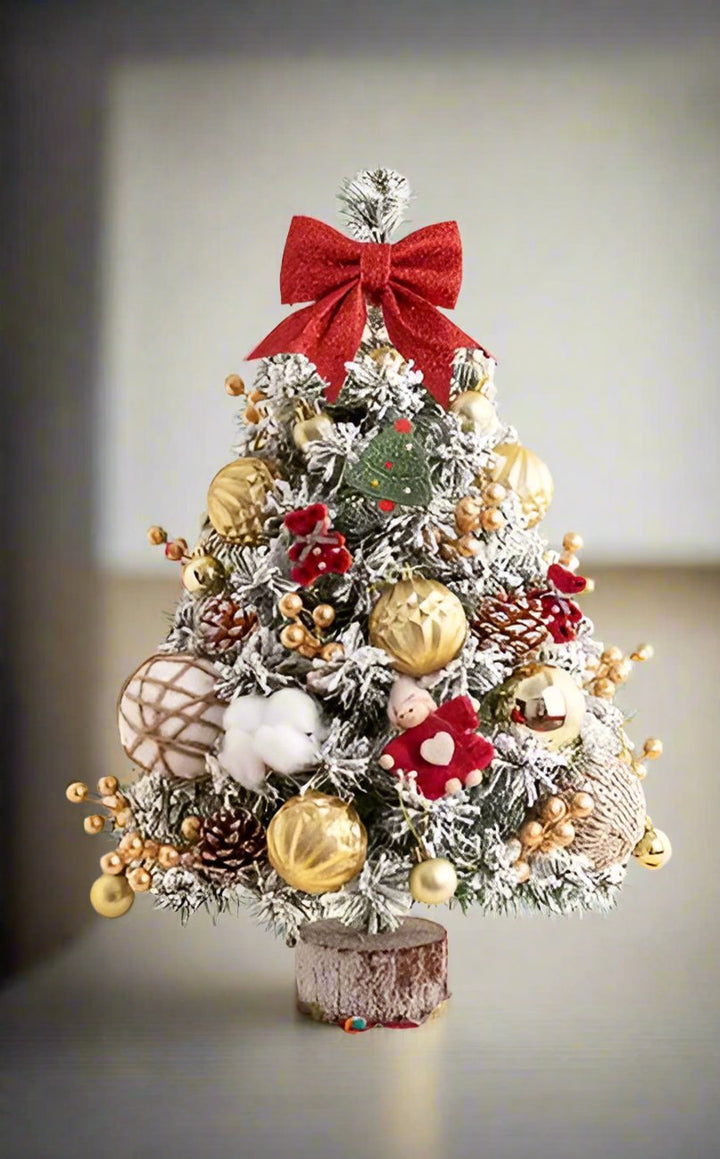 Lisslune | Mini Tabletop Christmas Tree with LED Lights – 45CM Festive Decor for Home, Office & Parties