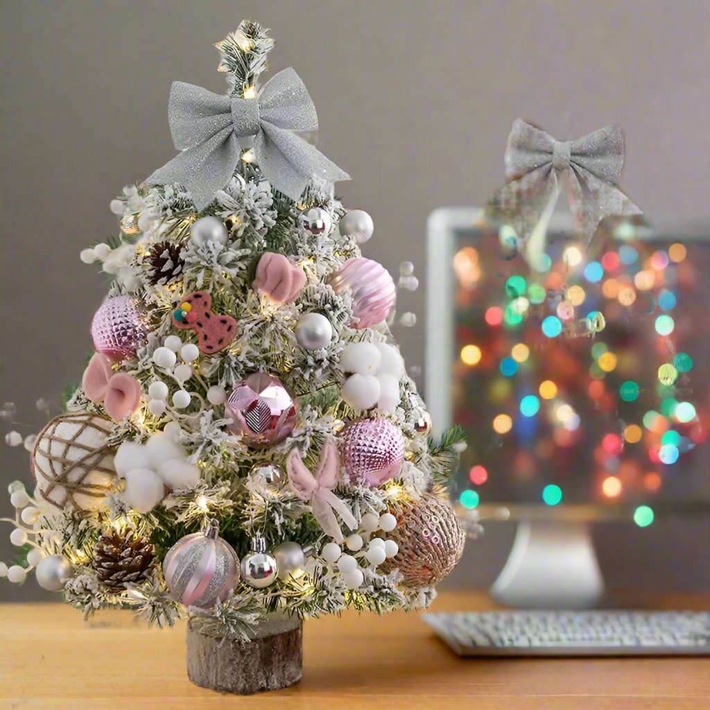 Lisslune | Mini Tabletop Christmas Tree with LED Lights – 45CM Festive Decor for Home, Office & Parties