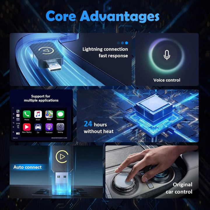 Lisslune | Mini Wireless CarPlay Adapter | Fast, Stable Streaming for 800+ Cars & All iPhones (iOS 10+)