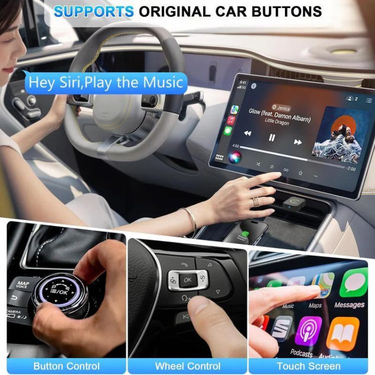 Lisslune | Mini Wireless CarPlay Adapter | Fast, Stable Streaming for 800+ Cars & All iPhones (iOS 10+)