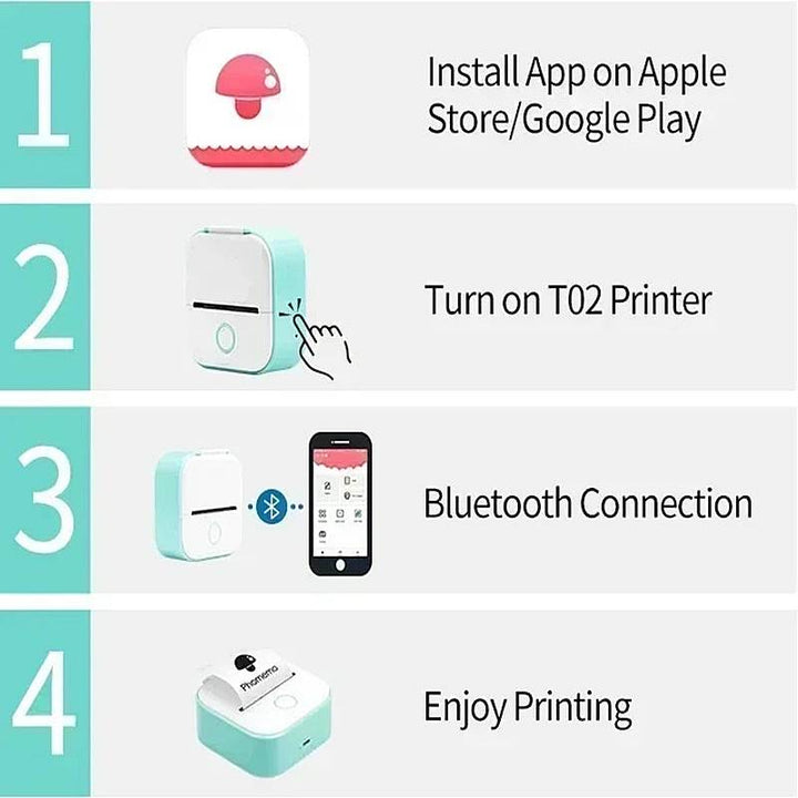 Lisslune | Portable Mini Printer with Bluetooth and Inkless Thermal Printing